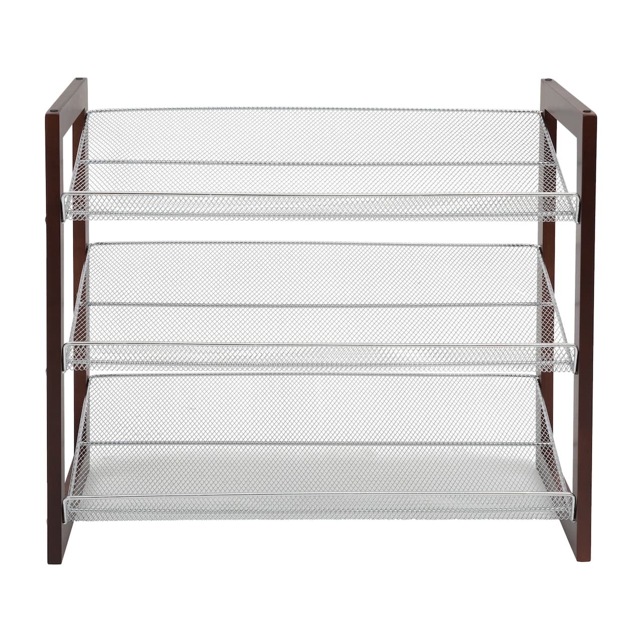 Organize It All Espresso 3 Tier Mesh Shelf Shoe Rack